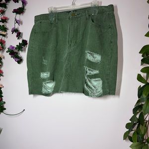 Green Denim Mini Skirt